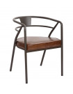 BRASSERIE - Chaise confort aspect cuir marron