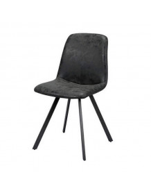 Chaise repas design aspect cuir noir charbon