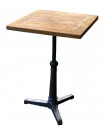 BISTROT - Heigh square table 60 cm steel and solid wood