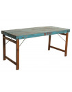 VINTAGE - Table bois bleu pliante