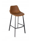 FRANKY 65 - Chaise de comptoir aspect cuir marron