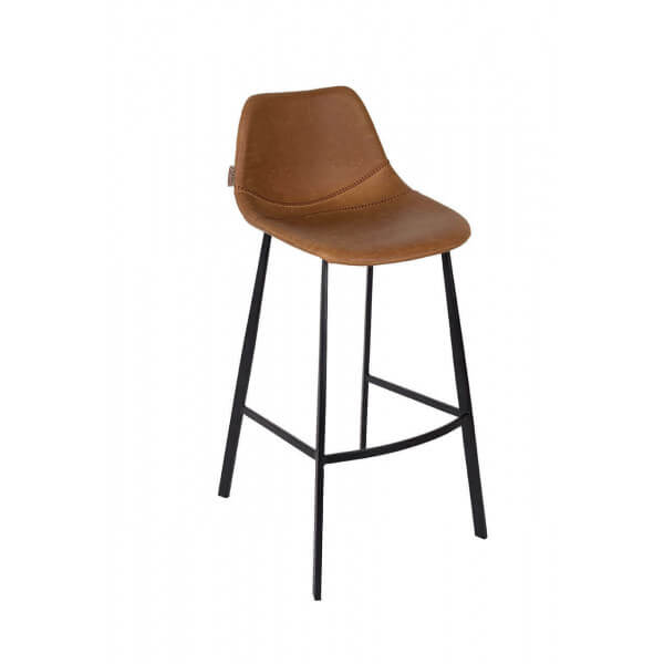 FRANKY 80 - Brown leather look bar chair
