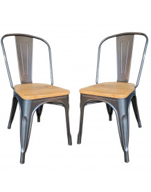 Lote de 2 sillas de madera clara