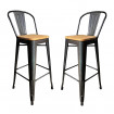 2 Bar chairs in steel and solid wood