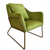 GOLDEN - Acogedor sillón de terciopelo verde y metal dorado