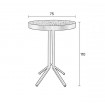 High round bar table-size