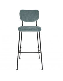 Grey blue Velvet bar stool Benson Zuiver