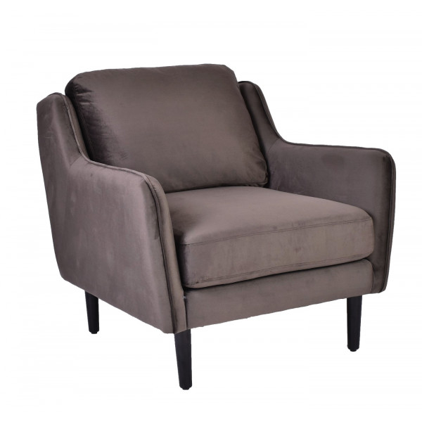 Fauteuil Soft velours gris taupe