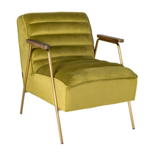 DALLAS - Green velvet Lounge chair in retro style