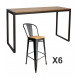 NEVADA - Mueble alto 180 cm de madera maciza clara y acero gris