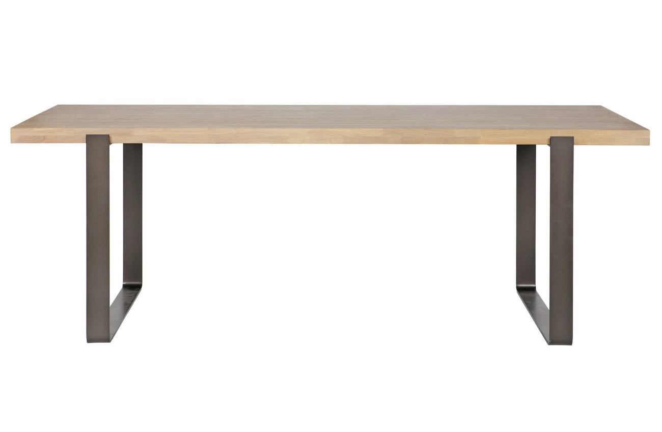 Table Atelier, bois massif et acier