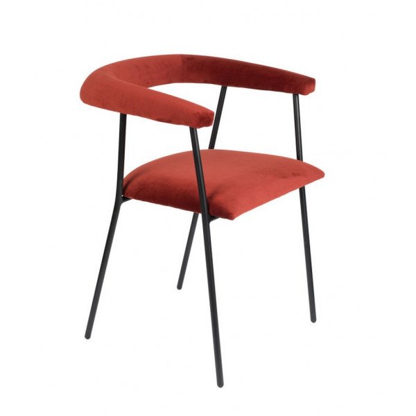 HAILY - Chaise de salle à manger en velours rouge