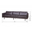 gran sofá de rodeo de cuero negro de la vendimia 