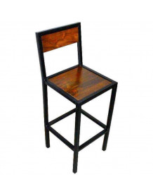 FACTORY - Solid steel and wood stool