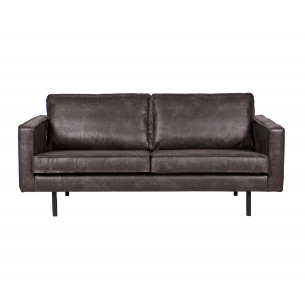 2-Sitzer-Sofa aus schwarzem Leder 