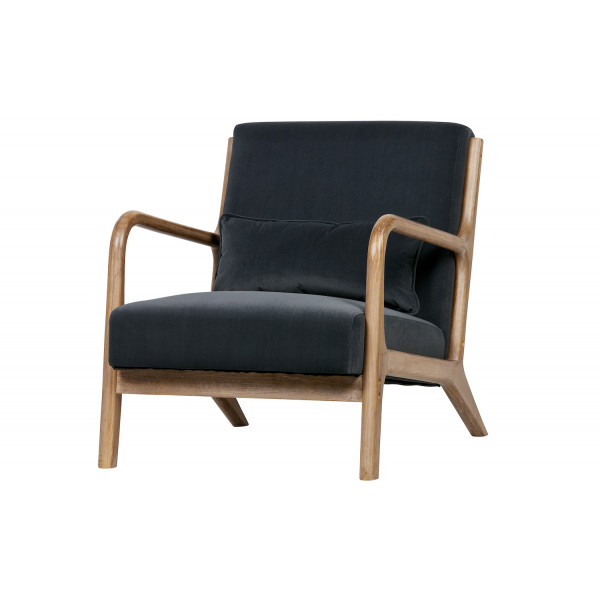 MARK - Fauteuil Scandinave velours anthracite