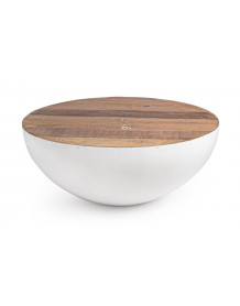 SHELLY - Table basse en bois et acier blanc