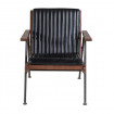 Retro-Sessel Holz Leder schwarz