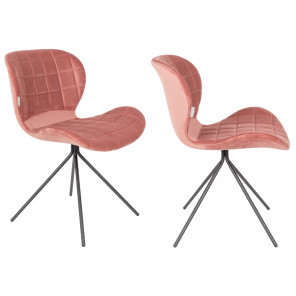 OMG - 2 Design-Stühle aus rosa Samt