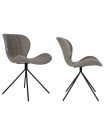 OMG - 2 chaises design aspect cuir gris