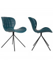 OMG - 2 chaises design aspect cuir bleu
