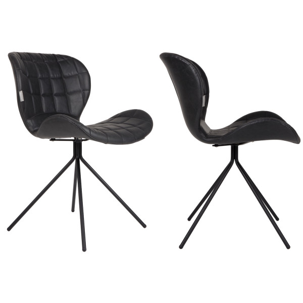 OMG - Chaise design en aspect cuir noir