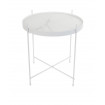 CUPID - Table de salon en métal blanc et marbre blanc