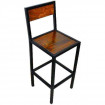 FACTORY - Solid steel and wood stool