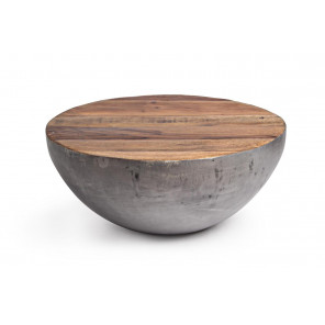 SHELLY - Table basse en bois et acier gris D70