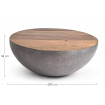SHELLY - Table basse en bois et acier gris D90
