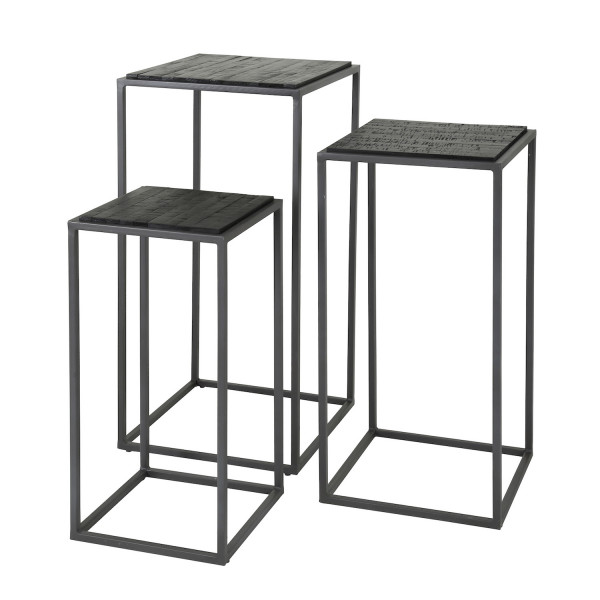 TEKA - Set de colonnes en bois et acier noir