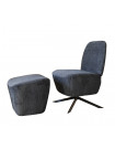 Dusk - Dark grey Lounge chair and footstool