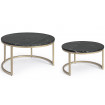MARBLE - Set de 2 tables rondes en acier et marbre noir