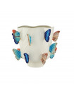 CLAUDIA - Jarrón de cerámica blanca con mariposas