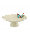 CLAUDIA - Piatto da crostata in ceramica bianca con motivo a farfalla