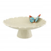 CLAUDIA - Piatto da crostata in ceramica bianca con motivo a farfalla