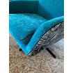JUNGLE - Two-tone lounge chair with printed fabric and turquoise velvet