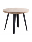 MATIKA - Mesa de comedor redonda extensible para 6 en madera y acero negro