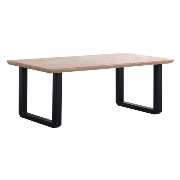 MATIKA - Table de repas extensible bois et acier noir