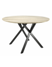 SIGMA - Table repas ronde aspect chêne et acier D120
