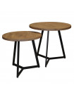 HAILEY - Set de 2 tables basse rondes en bois et acier
