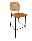 MEMPHIS - Orange PU Leather steel and wood bar Chair