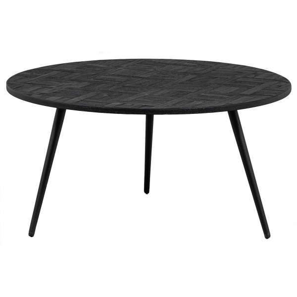 LEO - Table basse ronde en teck noir D 74