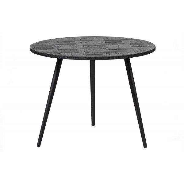 LEO - Table basse ronde en teck noir D 58