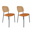 MEMPHIS - Set di 2 sedie da pranzo in similpelle arancione