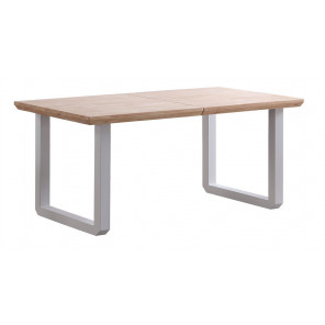 MATIKA - White extendable dining table in clear oak