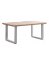MATIKA - Tavolo da pranzo allungabile in legno chiaro e acciaio bianco L 220 cm