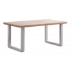 MATIKA - Ausziehbarer Esstisch aus hellem Holz und weißem Stahl B 220 cm