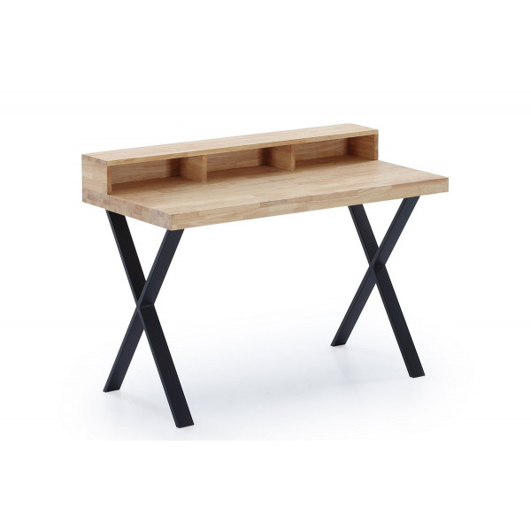 MATIKA - Wood and Black Steel Desk W120