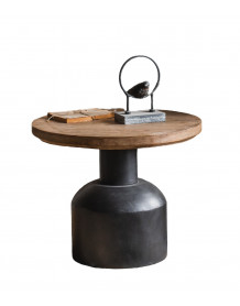 Table basse bois et acier ronde noir D60